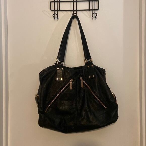 Michael Kors Black Leather Handbag with Gold Hardware - Picture 2 of 4
